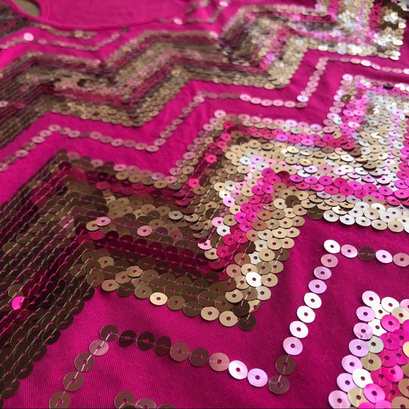 NFS - Cute Fuchsia Sequined Chevron Racerback Tank๐ EUC - Picture 5 of 6